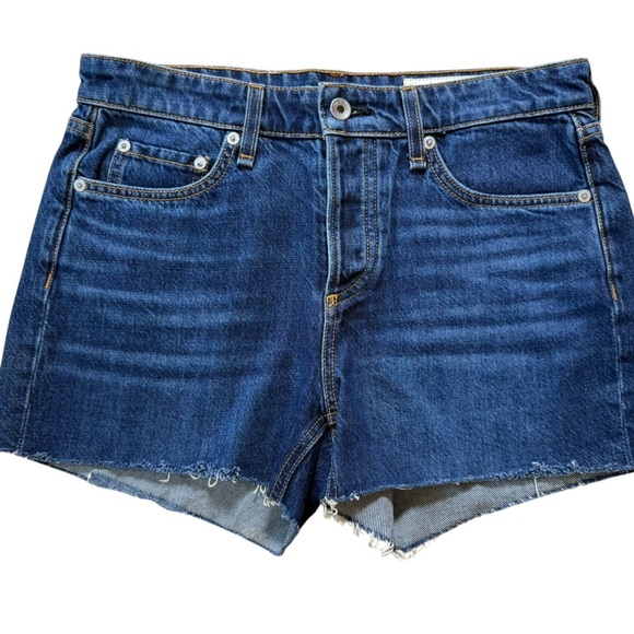 Rag & Bone Cambria Cutoff Denim Shorts Size 26 Button Fly Raw Hem - Picture 2 of 6